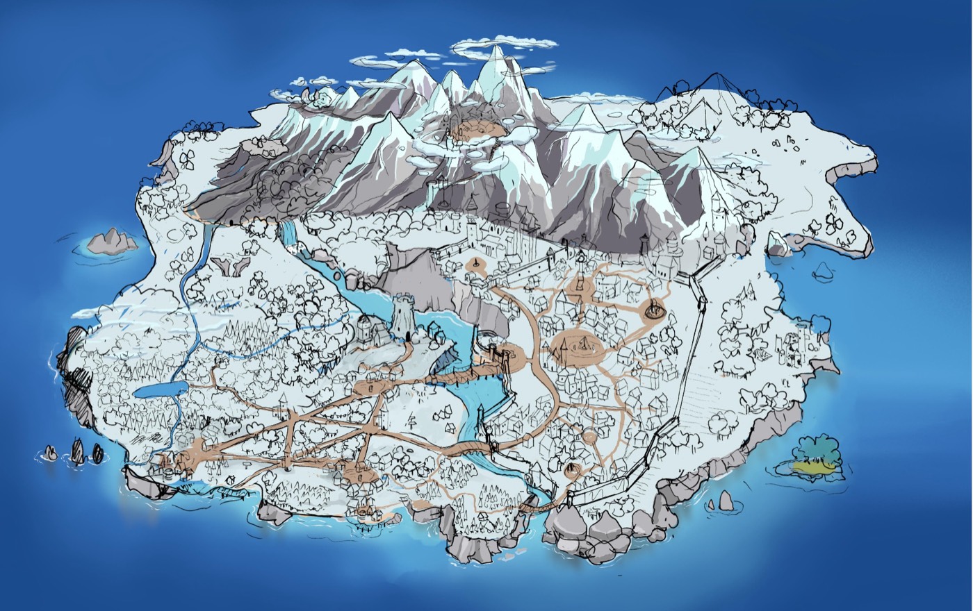 The first map of Bosana, a sketched island