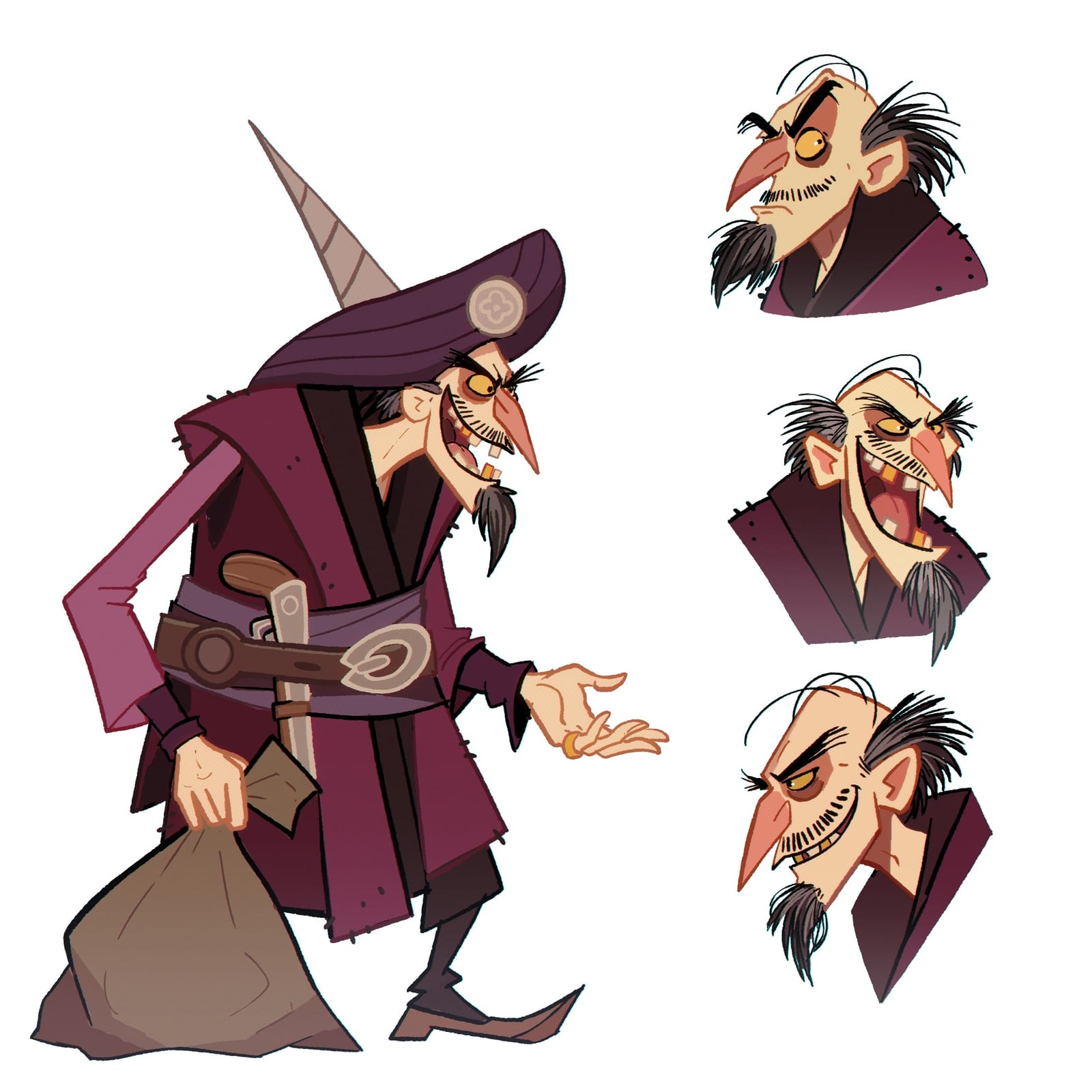 Krutoglav’s character sheet: full figure and three expressions
